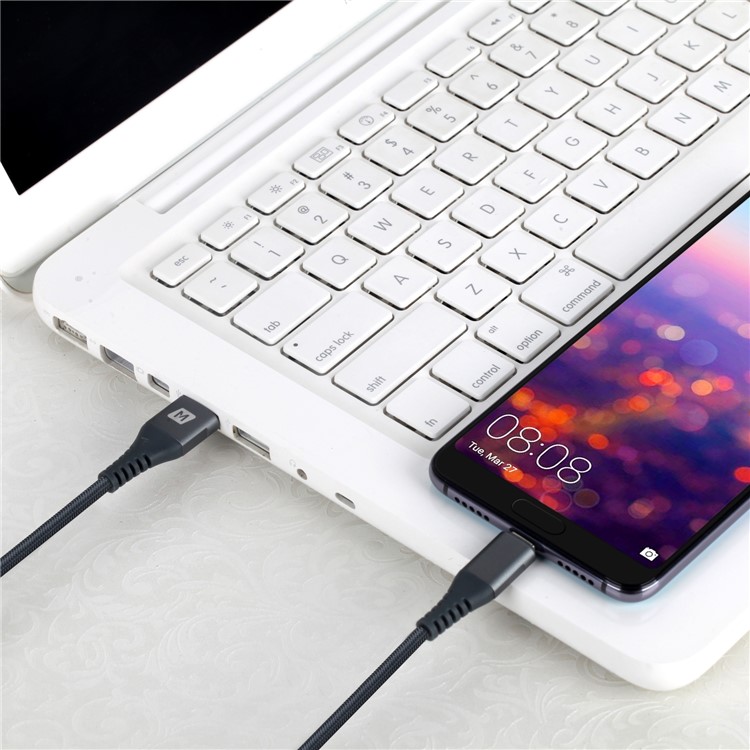 MOMAX 5A Super Charging USB-C to USB-A 1.2m Data Sync Charging Cable Tough Woven Cord - Grey-8