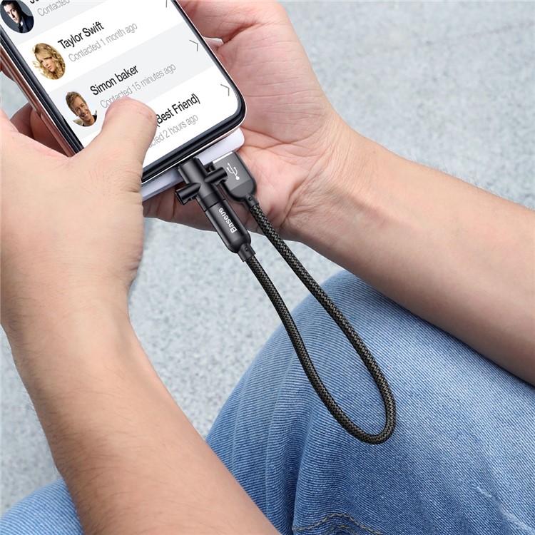 BASEUS U-shape Portable 2.4A Type-C Data Sync & Charging Cable(23CM) with Type-C to Micro USB Adapter-14