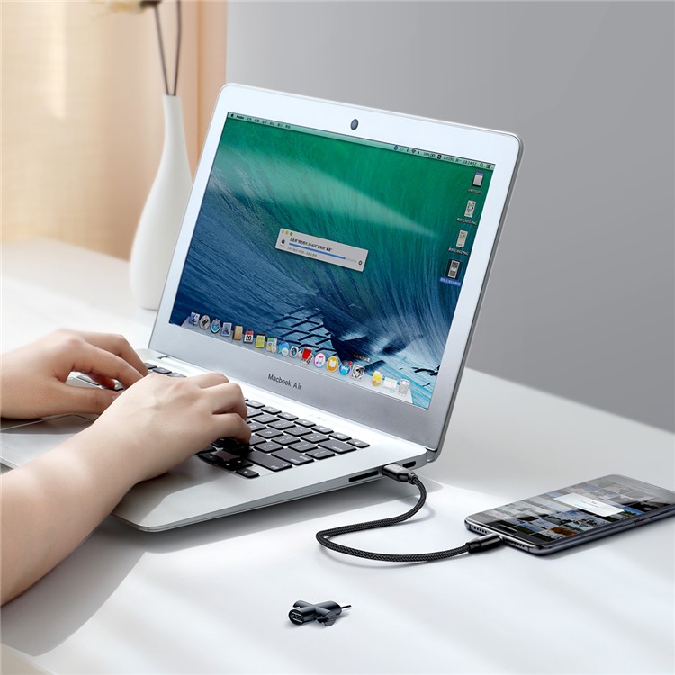 BASEUS U-shape Portable 2.4A Type-C Data Sync & Charging Cable(23CM) with Type-C to Micro USB Adapter-15