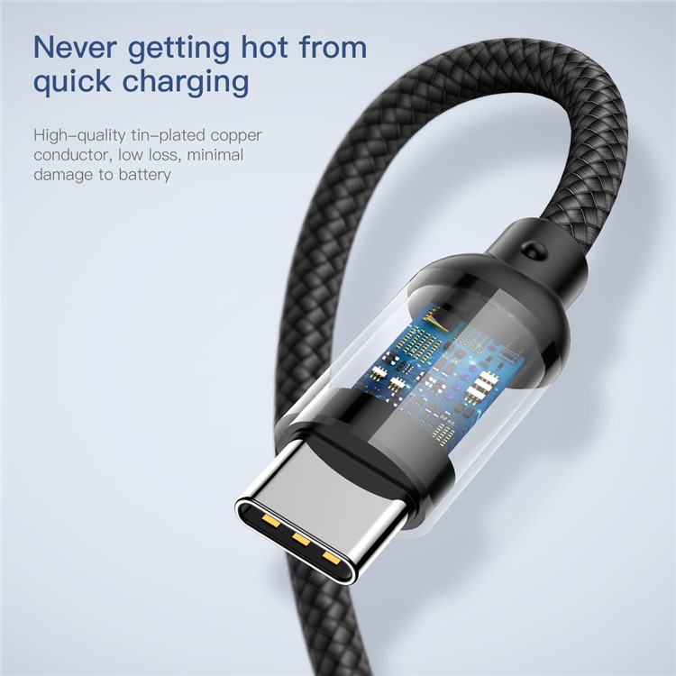 BASEUS U-shape Portable 2.4A Type-C Data Sync & Charging Cable(23CM) with Type-C to Micro USB Adapter-4