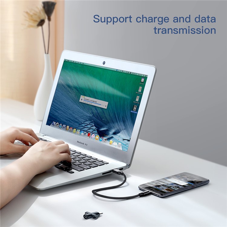 BASEUS U-shape Portable 2.4A Type-C Data Sync & Charging Cable(23CM) with Type-C to Micro USB Adapter-9
