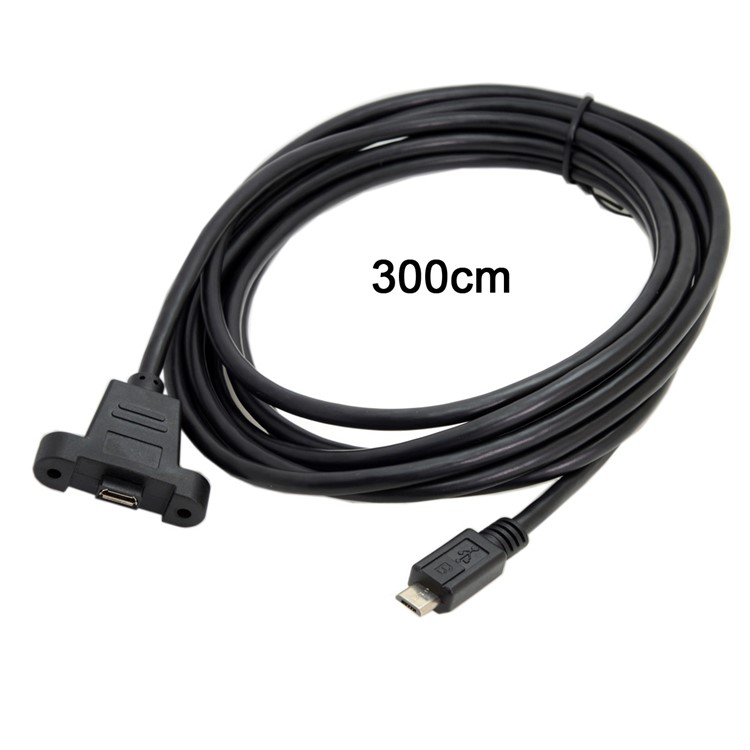3M Micro USB 5Pin Male to Female Extension Panel Mount Type Cable with Screws-2