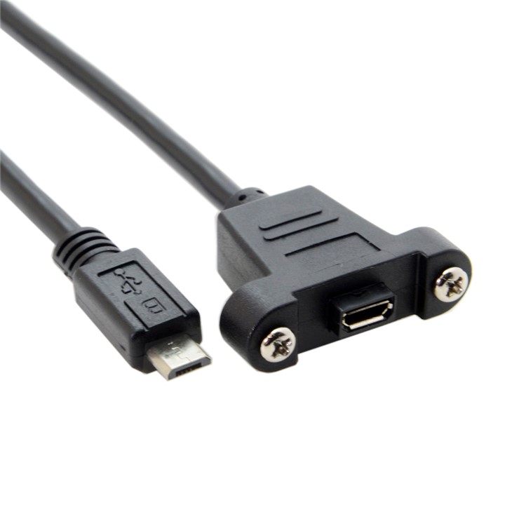 3M Micro USB 5Pin Male to Female Extension Panel Mount Type Cable with Screws-4