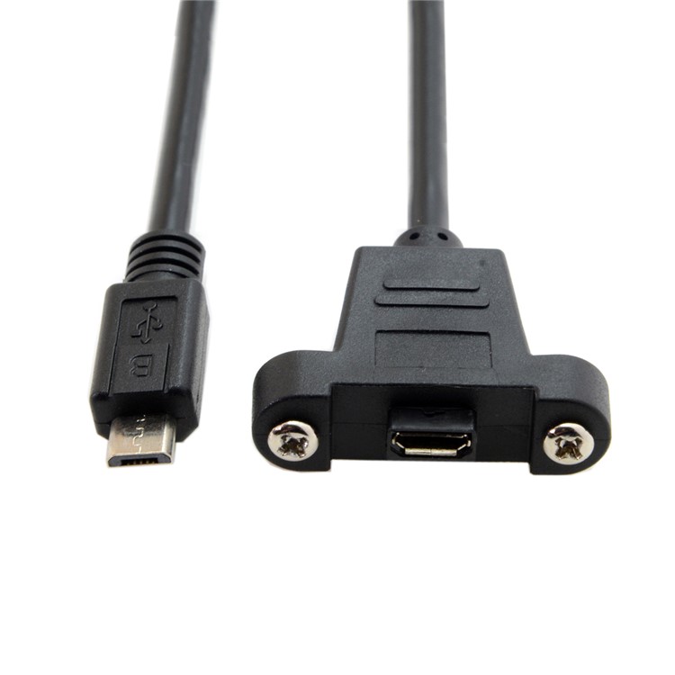 3M Micro USB 5Pin Male to Female Extension Panel Mount Type Cable with Screws-5