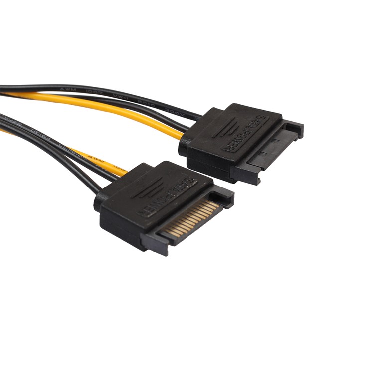 Dual SATA 15Pin Male to PCI-e 6 Pin Female Video Card Power Cable-4