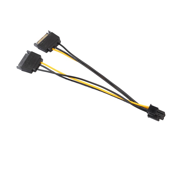 Dual SATA 15Pin Male to PCI-e 6 Pin Female Video Card Power Cable-5