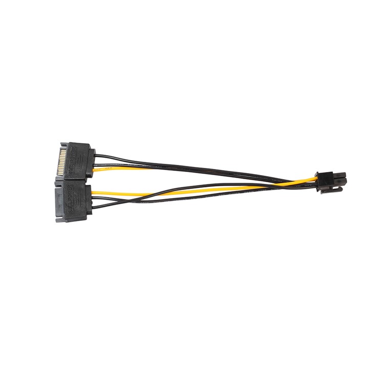 Dual SATA 15Pin Male to PCI-e 6 Pin Female Video Card Power Cable-6
