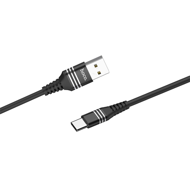 HOCO U46 1M Tricyclic Silicone Type-C Data Sync Charging Cable - Black-2