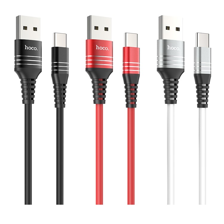 HOCO U46 1M Tricyclic Silicone Type-C Data Sync Charging Cable - Black-4