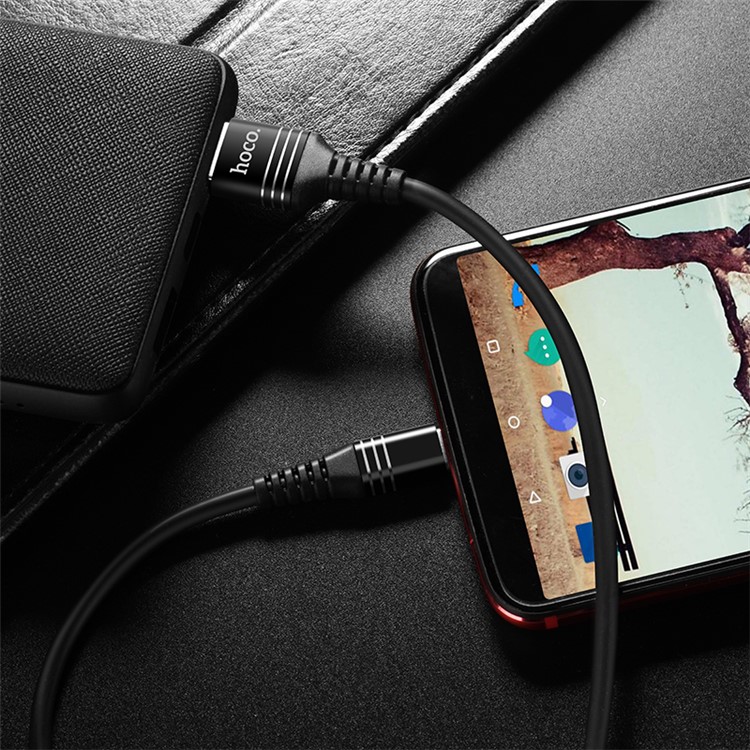 HOCO U46 1M Tricyclic Silicone Type-C Data Sync Charging Cable - Black-5