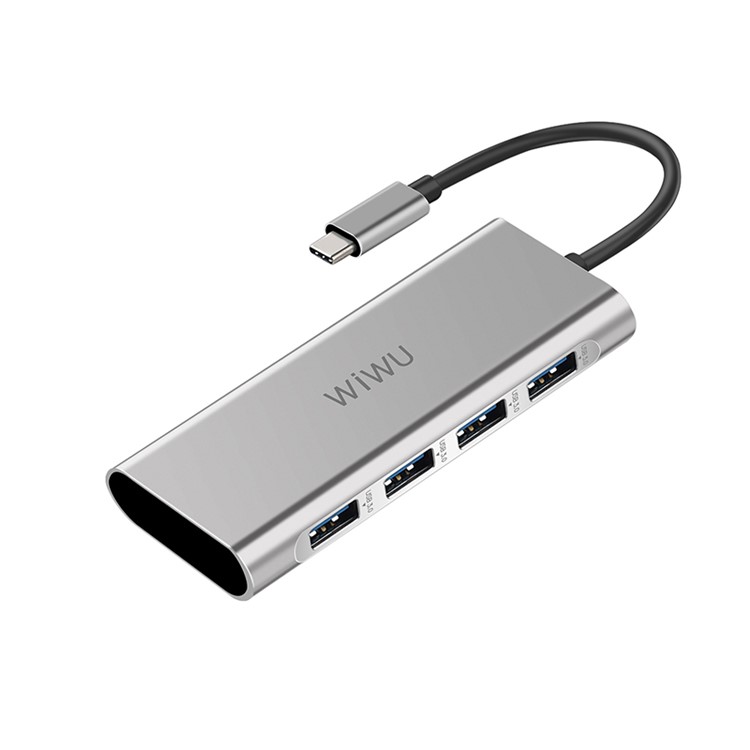 WIWU Apollo A440 4-in-1 Type-C to 4 USB 3.0 Ports Hub - Grey-3