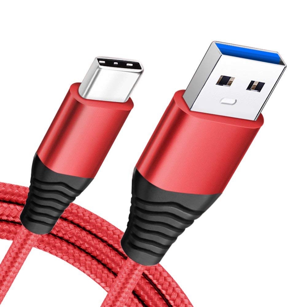 Type-C Cable, 1.8m Nylon Weaving 3A Type-C USB 3.0 Data Sync Charging Cable for Xiaomi Huawei - Red-1