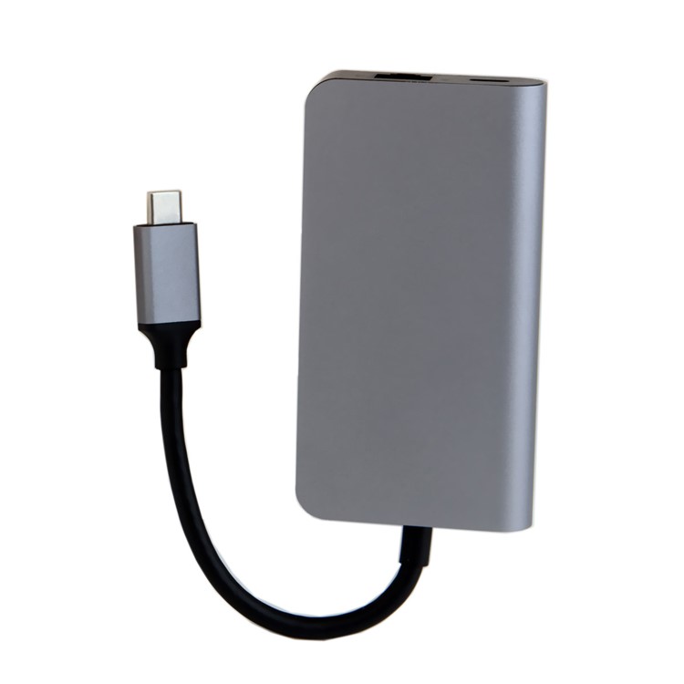 CY UC-089 6-in-1 USB-C Type-C to RJ45 + USB3.0*2 Ports Hub + TF/SD Card Reader + Type-C Charger Multiport Adapter-6