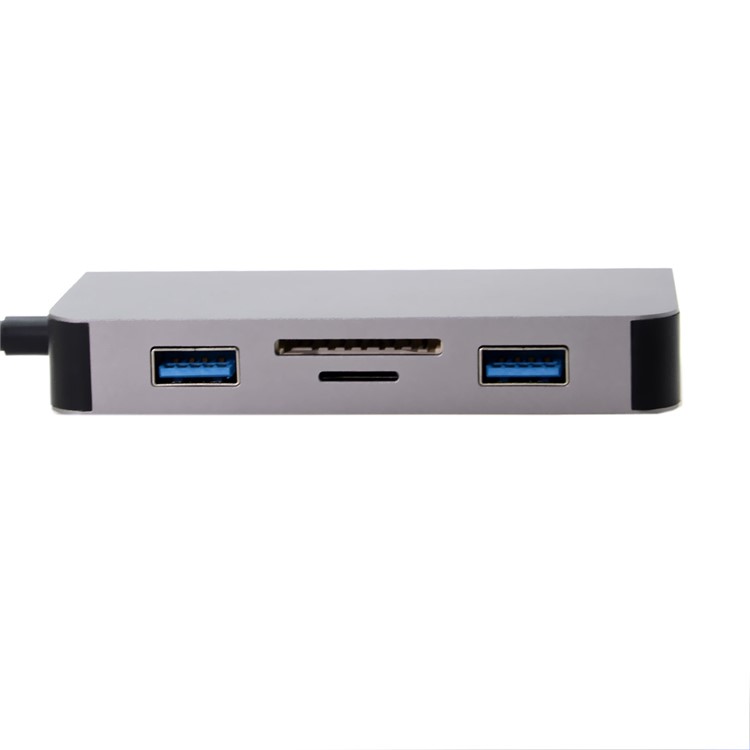 CY UC-089 6-in-1 USB-C Type-C to RJ45 + USB3.0*2 Ports Hub + TF/SD Card Reader + Type-C Charger Multiport Adapter-8