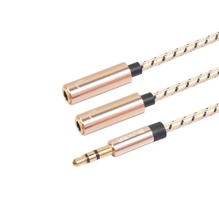 REXLIS Single 3.5mm Male Port to Dual Ports 3.5mm Female Headphone Connector Audio Adapter - Gold-8