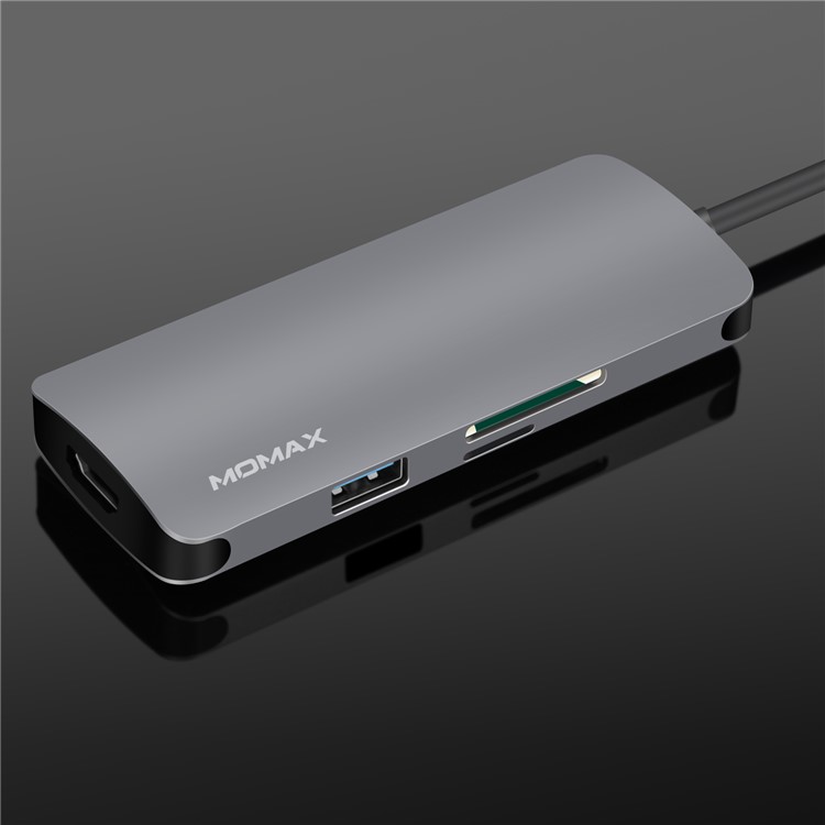 MOMAX One Link 7-in-1 Type-C Hub with 3 USB 3.1 Ports + Type-C PD Charging Port + 4K HDMI Port + TF/SD Card Reader - Grey-11