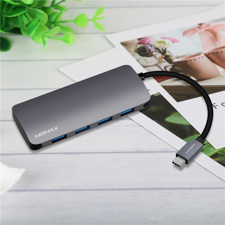 MOMAX One Link 5-in-1 Type-C Hub with 4 USB 3.1 Ports + 60W Type-C PD Charging Port - Grey-13