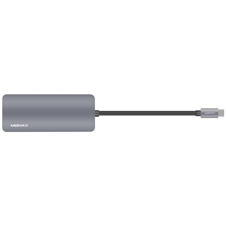 MOMAX One Link 5-in-1 Type-C Hub with 4 USB 3.1 Ports + 60W Type-C PD Charging Port - Grey-2