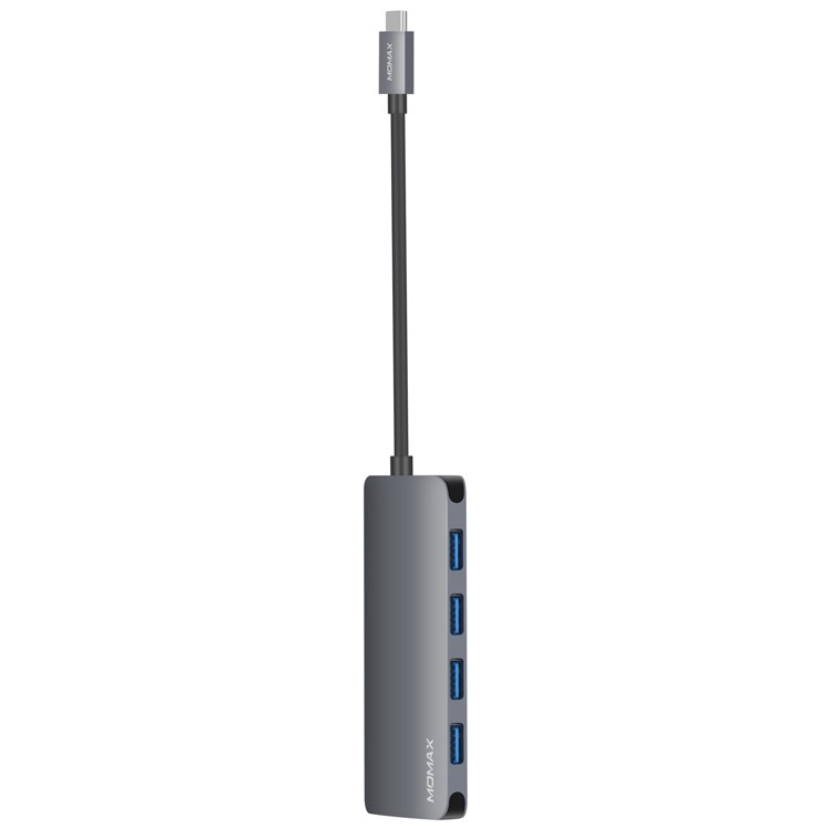 MOMAX One Link 5-in-1 Type-C Hub with 4 USB 3.1 Ports + 60W Type-C PD Charging Port - Grey-6