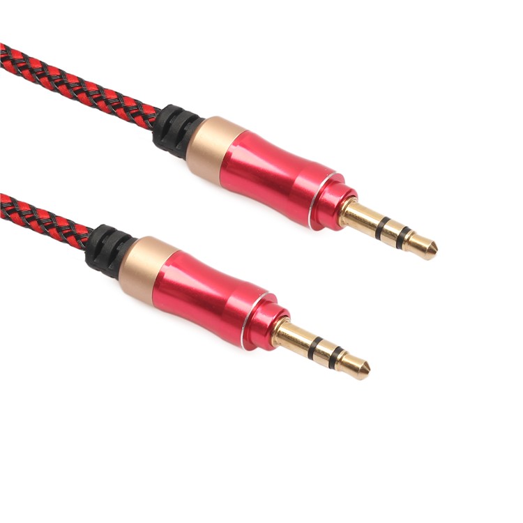 Woven Hi-Fi Stereo Audio Cable 3.5mm Jack Male to Male Aux Cord - Red-2