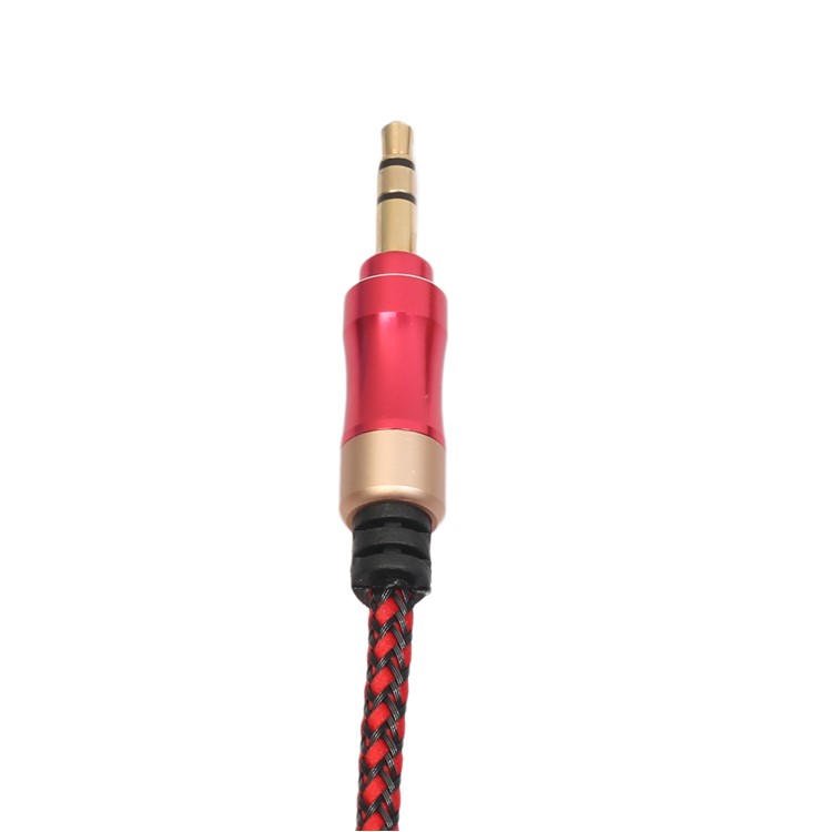 Woven Hi-Fi Stereo Audio Cable 3.5mm Jack Male to Male Aux Cord - Red-3