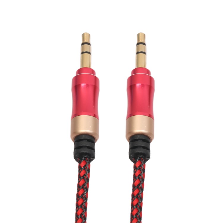 Woven Hi-Fi Stereo Audio Cable 3.5mm Jack Male to Male Aux Cord - Red-4