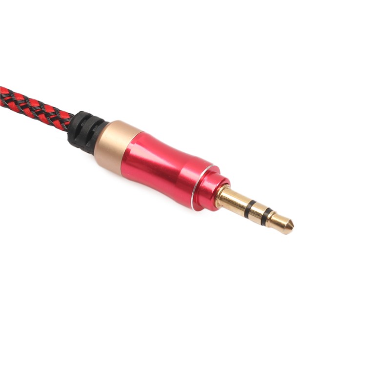 Woven Hi-Fi Stereo Audio Cable 3.5mm Jack Male to Male Aux Cord - Red-5