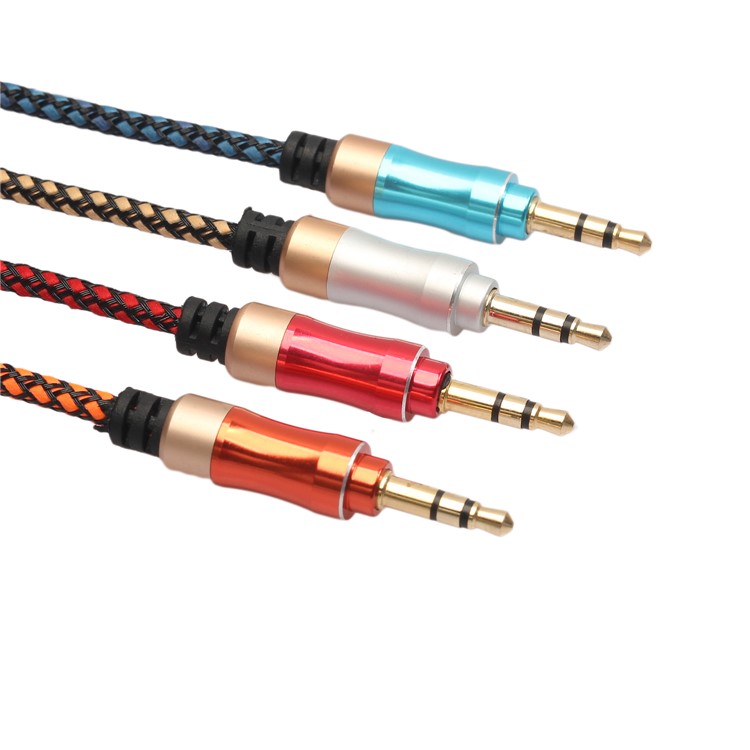 Woven Hi-Fi Stereo Audio Cable 3.5mm Jack Male to Male Aux Cord - Red-6