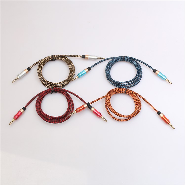 Woven Hi-Fi Stereo Audio Cable 3.5mm Jack Male to Male Aux Cord - Red-7