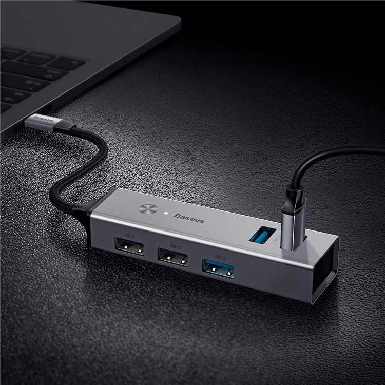 BASEUS 5-Port USB 3.0 Hub with USB3.0x3+USB2.0x2 Converter - Grey-12
