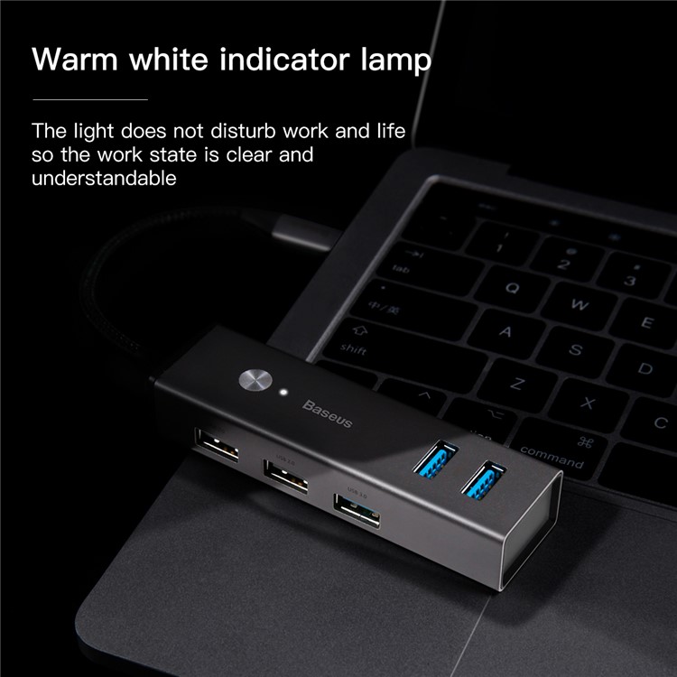 BASEUS 5-Port USB 3.0 Hub with USB3.0x3+USB2.0x2 Converter - Grey-6