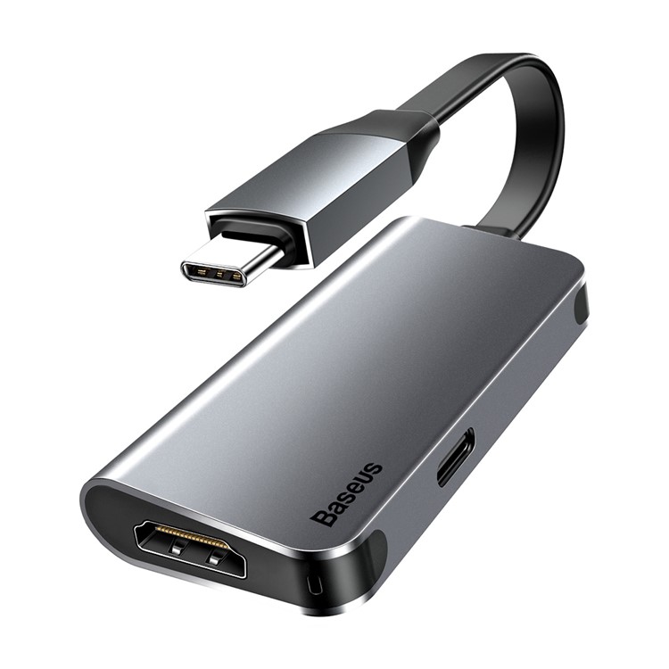 BASEUS Little Box Type-C to 4K HDMI + Type-C PD Hub Converter - Dark Grey