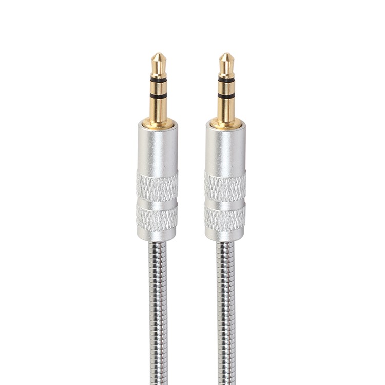 1M 3.5mm Aluminum Alloy Coated Male to Male Auxiliary Audio Cable - Silver-3
