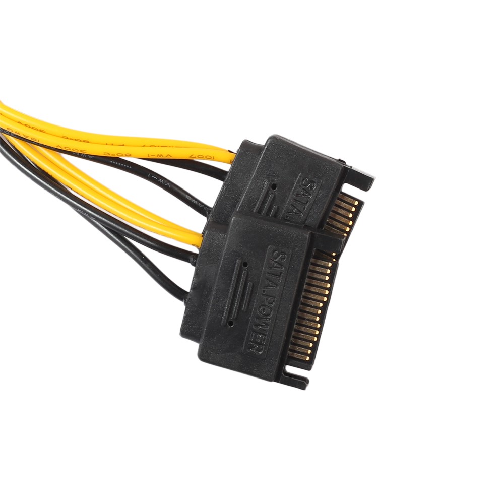 Dual Two SATA 15 Pin Male to PCI-e 6 Pin Female Video Card Power Cable-4