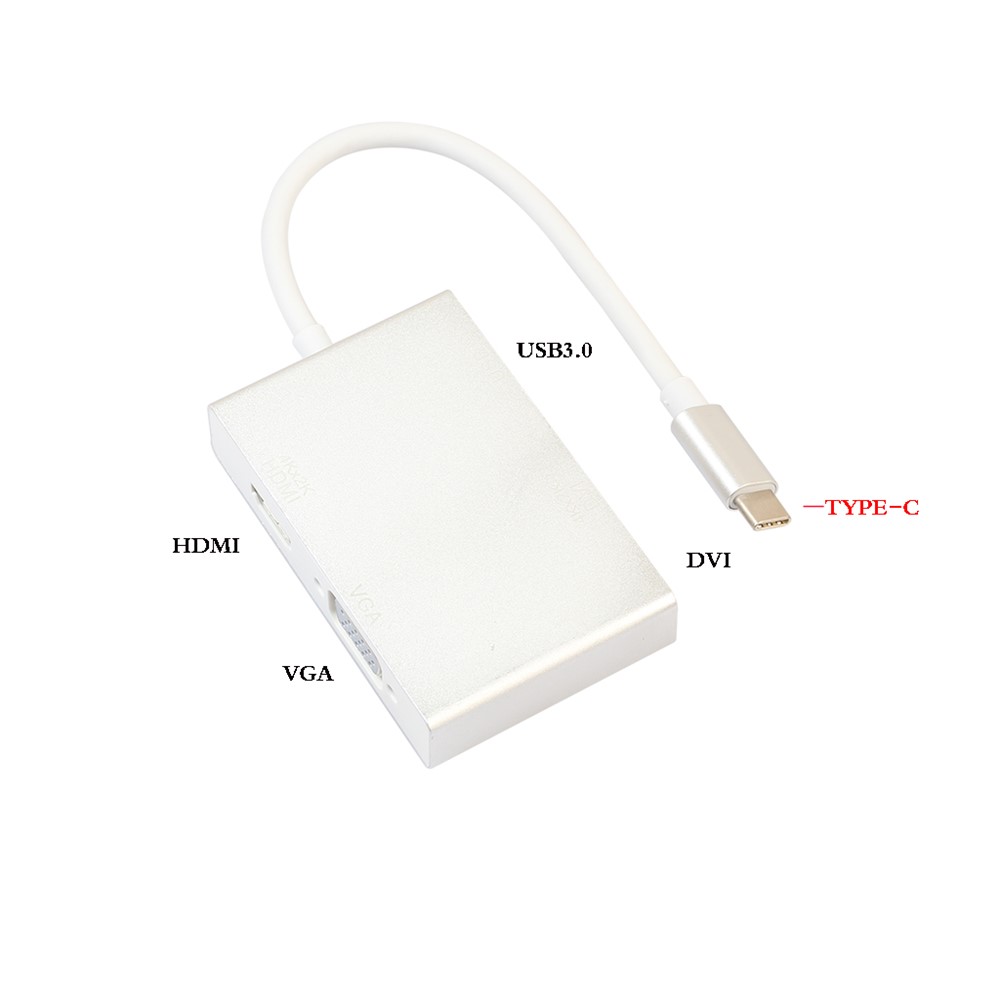 Tipo-c A HDMI + VGA + DVI + USB3.0 Adaptador Multifuncional Tipo-c 4-en-1 Para El Nuevo Macbook Pro, Etc.-2