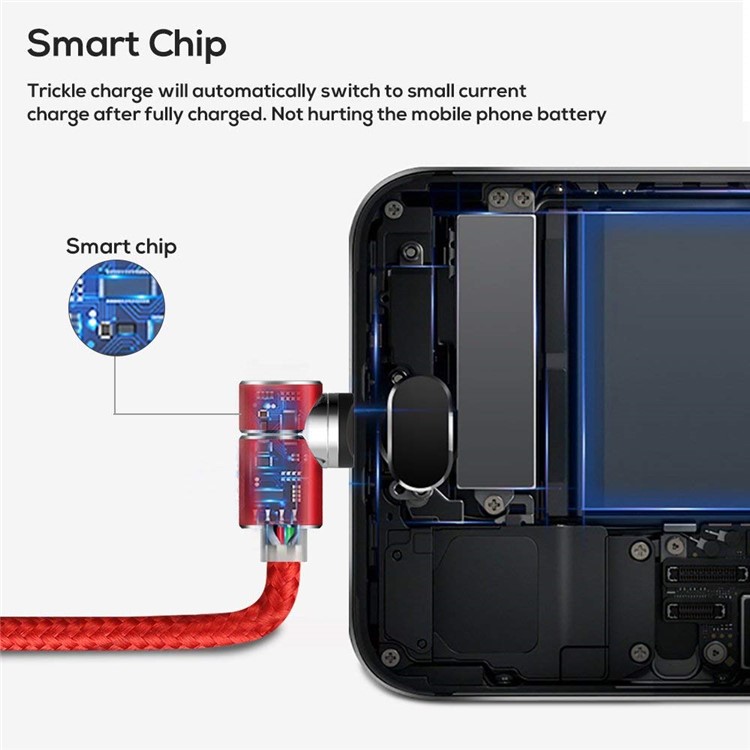 90 Graus L Tipo Micro USB LED Cabo De Carregamento Magnético Cabo Trançado De Nylon 1 M - Vermelho-5