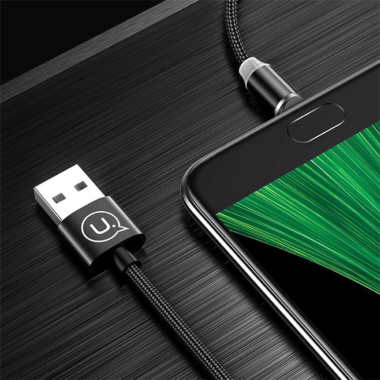 USAMS 1m US-SJ293 Magnetic Micro USB Woven Charging Cord for Samsung Sony Huawei - Black-6