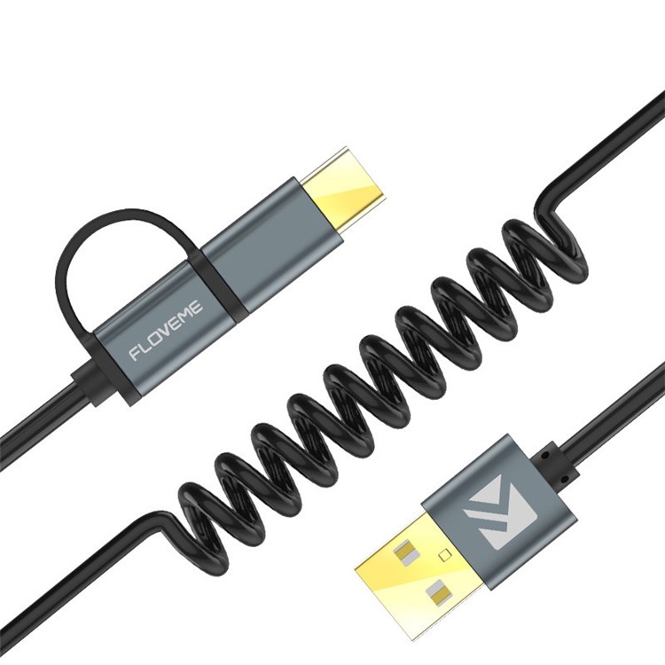 FLOVEME YXF55501 Câble De Recharge Sync Données 2 En 1 Micro USB Type 1 Type QC3.0-1