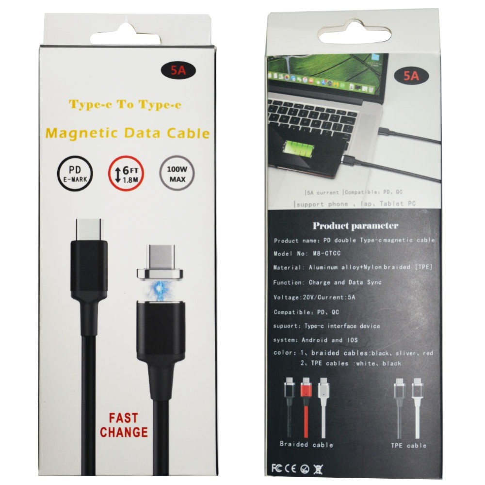 Tipo-c Para Digitar-c Cabo De Dados Magnéticos 5A Carregamento Rápido Cabo De Nylon Trançado Apoio PD Carregamento-11