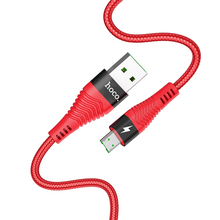 HOCO U53 Micro USB Charging Data Cable 1.2m Support 4A Flash Charging for Huawei Xiaomi OnePlus Etc. - Red-4