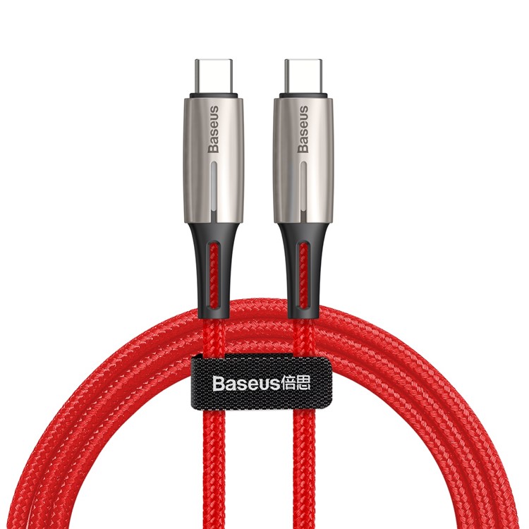 BASEUS 1m Water Drop-shaped Lamp Type-C PD2.0 60W Double Flash Charge Data Cable - Red