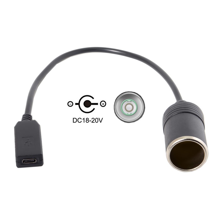 CY USB 3.1 Type C USB-C to Cigarette Lighter Plug Receptacle Cable 20V 100W-6