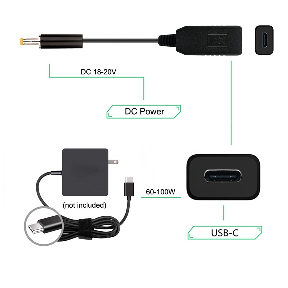 CY UC-101 USB-C Female to 4.0*1.7mm Male Power Plug PD Emulator Trigger Charge Cable-12