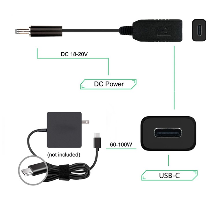 CY UC-103 0.3m USB 3.1 USB-C to DC 20V 7.4 5.0mm Dell HP Power Plug PD Emulator Trigger Charge Cable-13