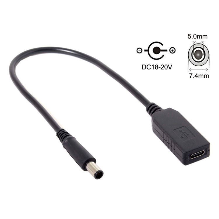 CY UC-103 0.3m USB 3.1 USB-C to DC 20V 7.4 5.0mm Dell HP Power Plug PD Emulator Trigger Charge Cable-2