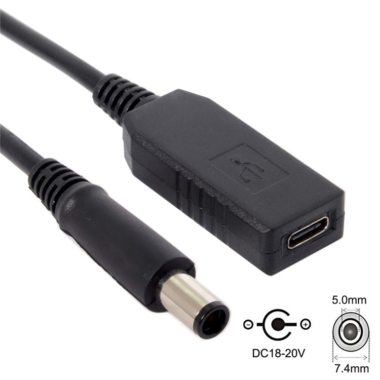 CY UC-103 0.3m USB 3.1 USB-C to DC 20V 7.4 5.0mm Dell HP Power Plug PD Emulator Trigger Charge Cable-3