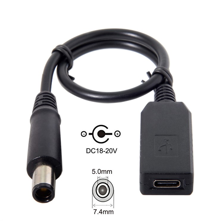 CY UC-103 0.3m USB 3.1 USB-C to DC 20V 7.4 5.0mm Dell HP Power Plug PD Emulator Trigger Charge Cable-4