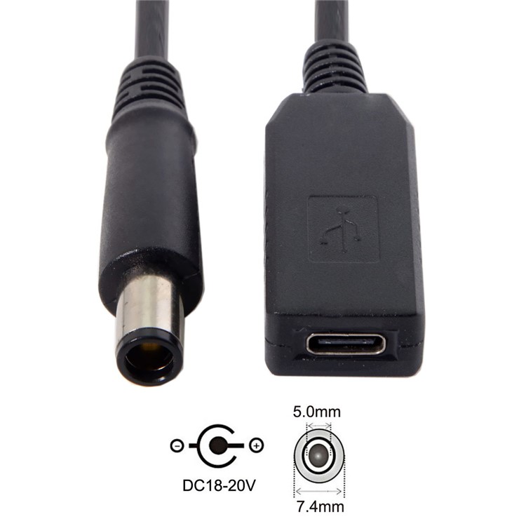 CY UC-103 0.3m USB 3.1 USB-C to DC 20V 7.4 5.0mm Dell HP Power Plug PD Emulator Trigger Charge Cable-5