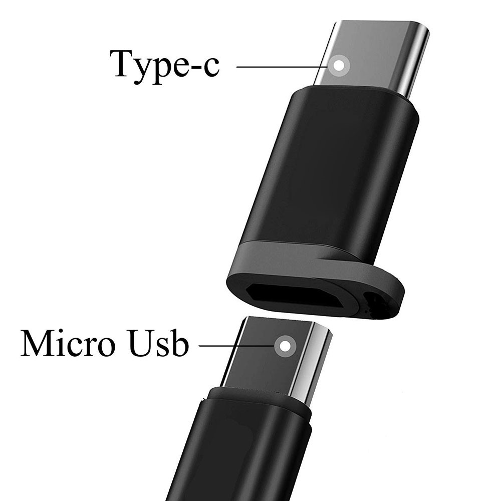 Mini Micro USB Female to Type-C Male OTG Charging Sync Converter with Anti-lost Strap-2