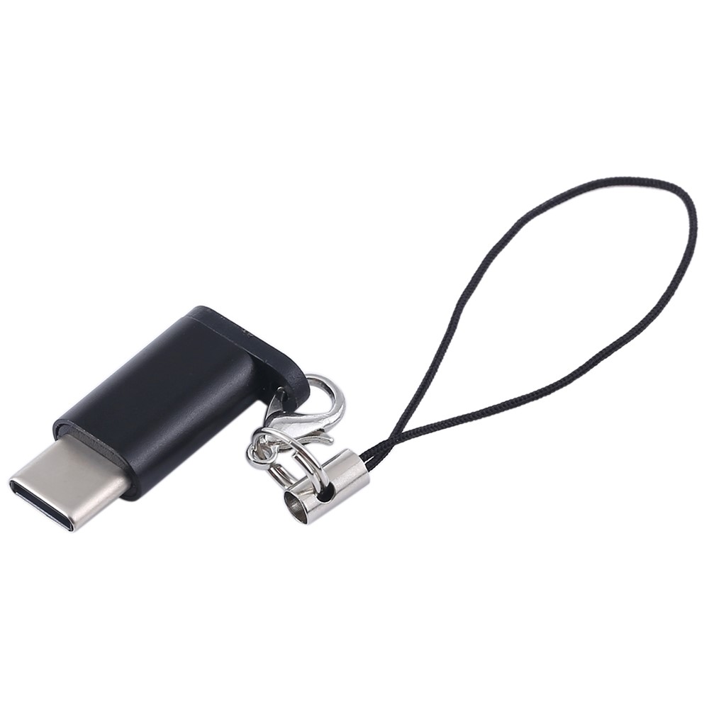 Mini Micro USB Female to Type-C Male OTG Charging Sync Converter with Anti-lost Strap-9